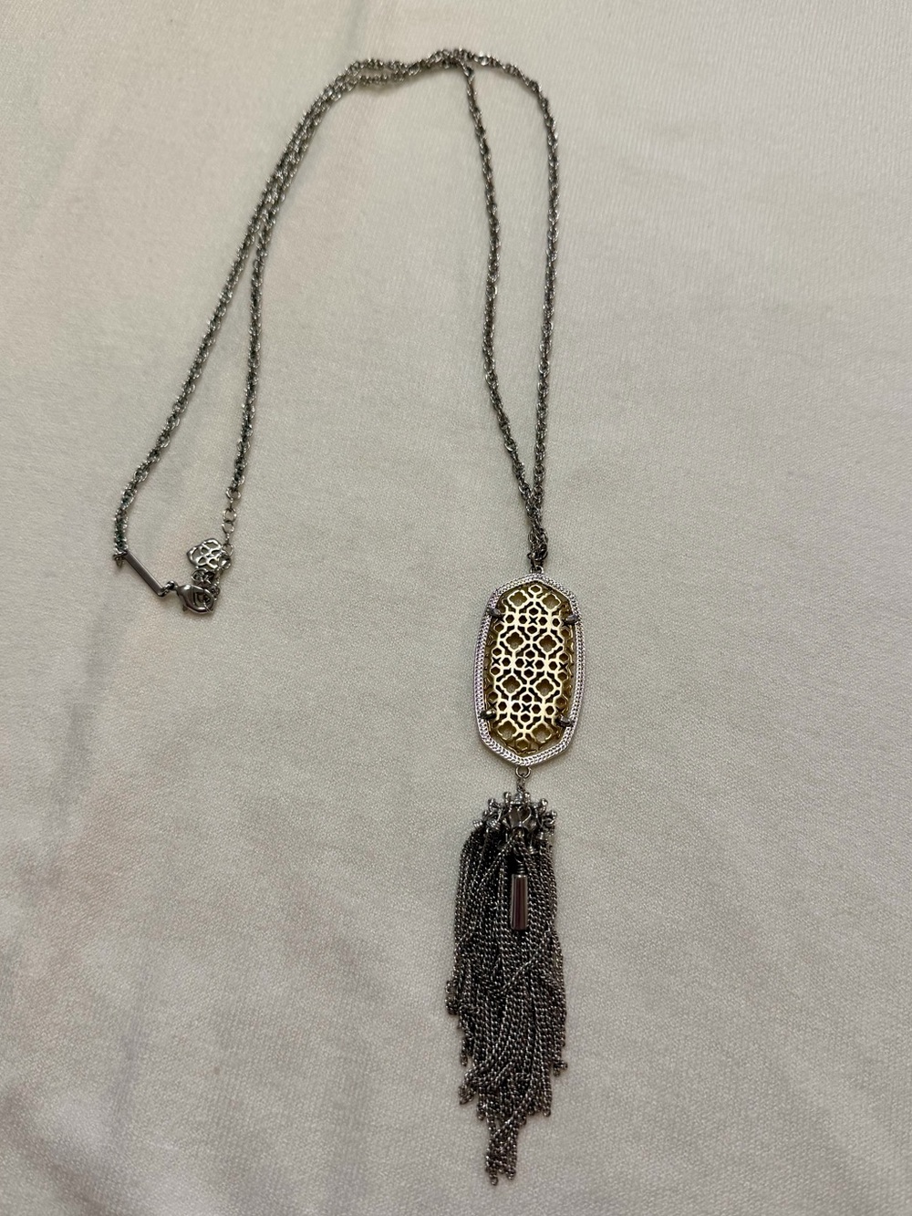 Kendra Scott Silver & Gold Rayne Pendant Tassel Necklace
